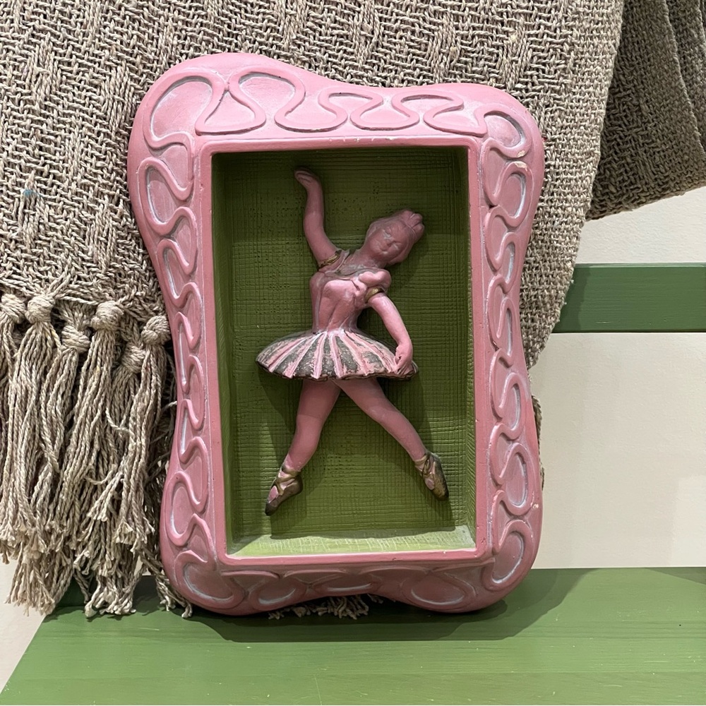 Vintage Mid-Century Chalkware Ballerina Wall Plaque – Relief Sculpture